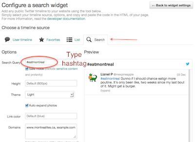 Figure 5 Selecting the Search option for your widget