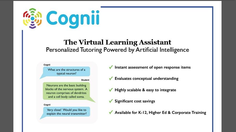 Cognii Launches Virtual Learning Assistant for the Education Market