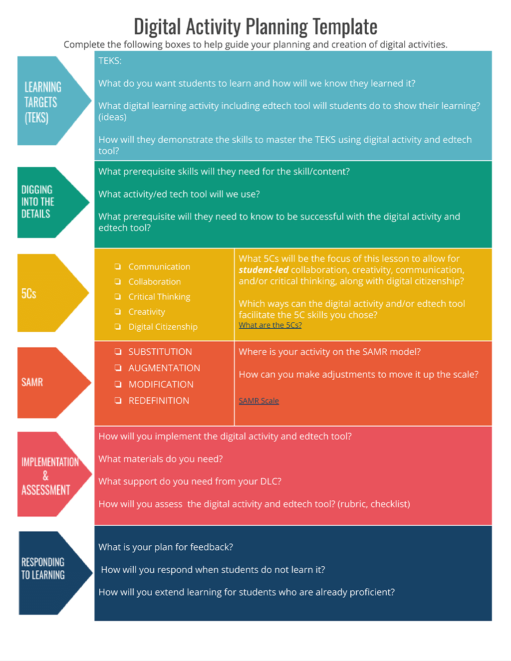 Digital Activity Planning Template