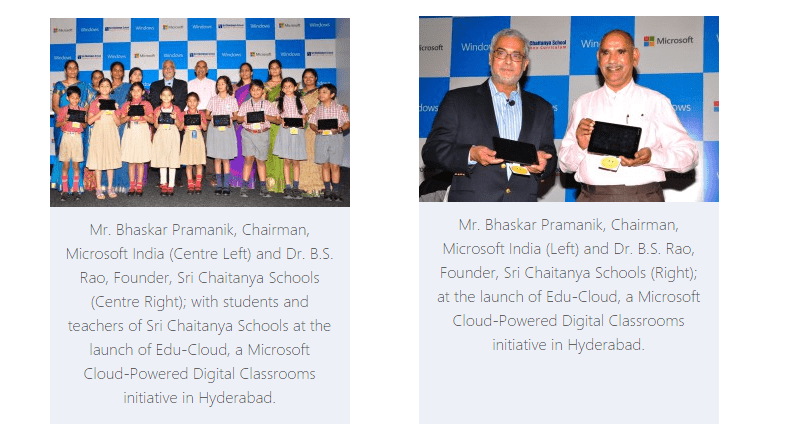 Sri Chaitanya Schools Adopts Microsoft Indias Edu-Cloud for its Teachers and Students